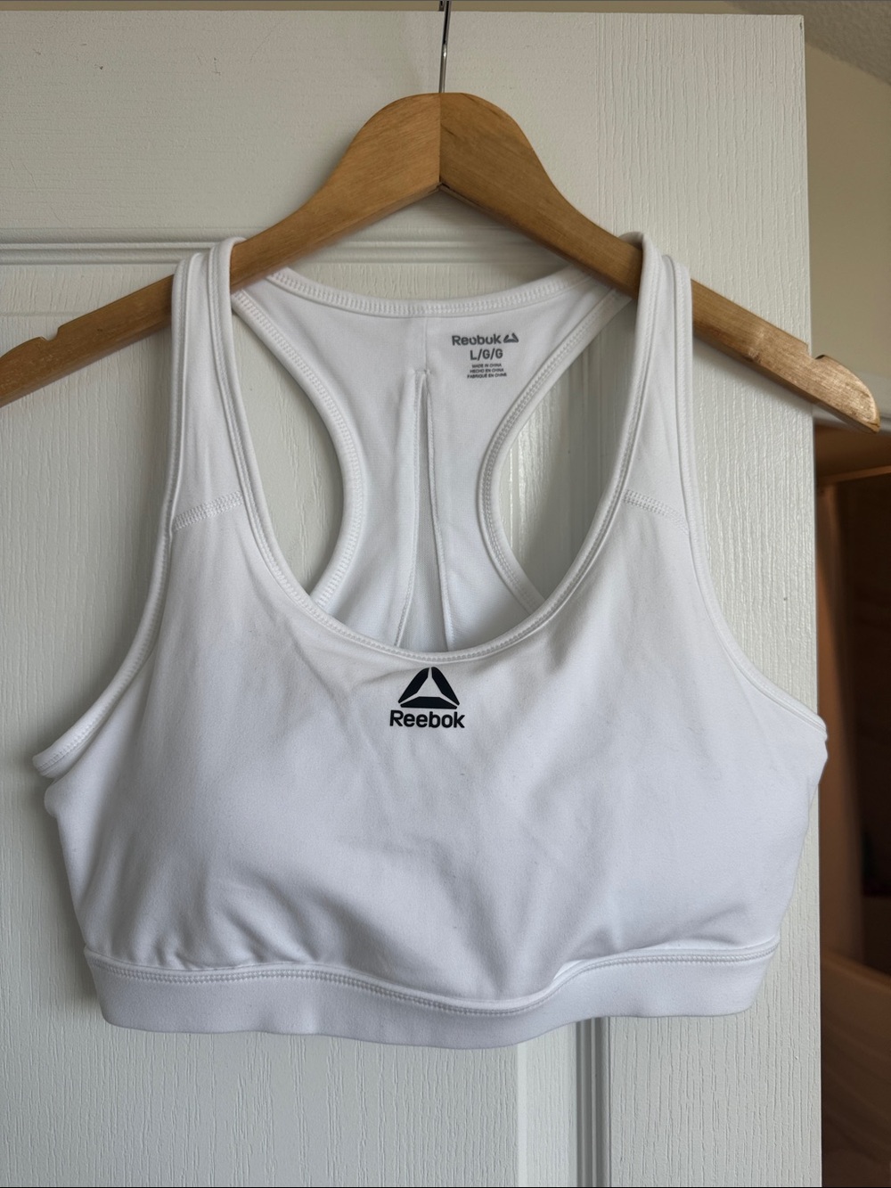 Reebok White Racerback Medium-Support Sports Bra